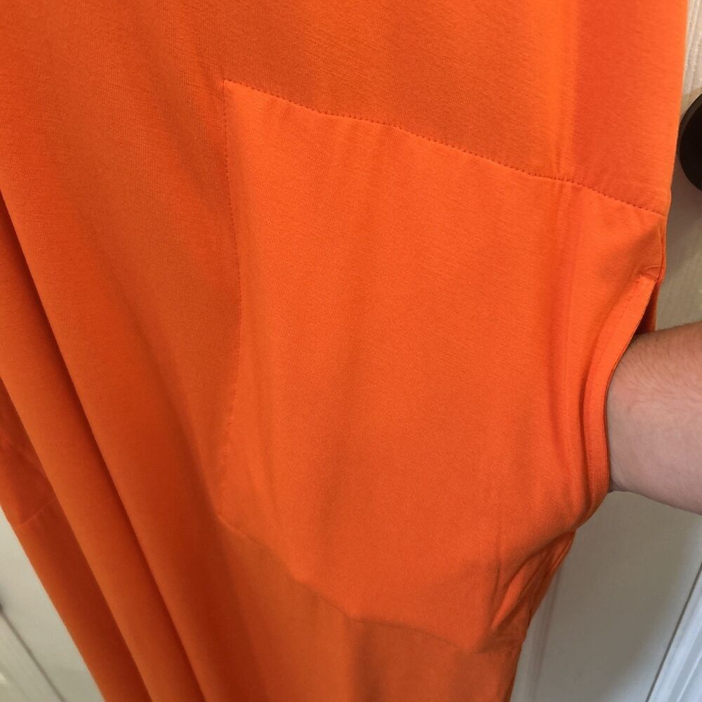 Ava & Viv Plus Size 1X Orange V Neck Dolman Short Sleeve Dress NWT - Picture 4 of 16